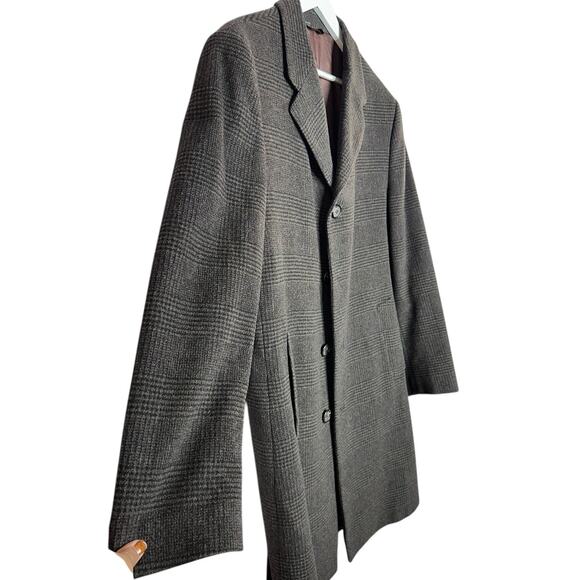 IKE Behar 100% Wool Charcoal Espresso Plaid Made in Canada Men's Coat Size 42 R - Picture 4 of 10